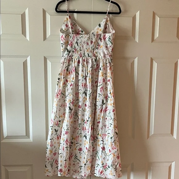 NWT H&M Floral Spaghetti-Strap Dress in White with Pink & Yellow Flowers - Picture 3 of 5